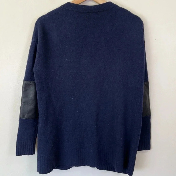 Madewell Lambswool Leather Trim Navy Cardigan - Picture 12 of 12